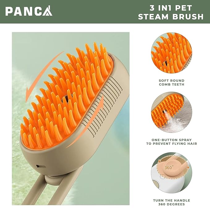 Pet Hair Remover Brush – Foldable Grooming Comb & Self-Cleaning Lint Roller for Dogs, Cats & Puppies | Removes Hair from Sofa, Clothes & Car (Orange)