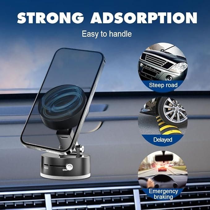 ✨ Vacuum Magnetic Suction Phone Holder | 360° Rotatable Foldable & Retractable Strong Magnetic Mobile Stand ✨