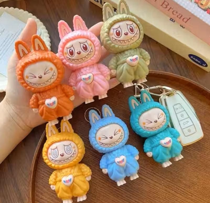 ✨ Labubu Face Changing Keychain | Cute Cartoon Anime Backpack Charm | Car Hanging & Desktop Decoration ✨