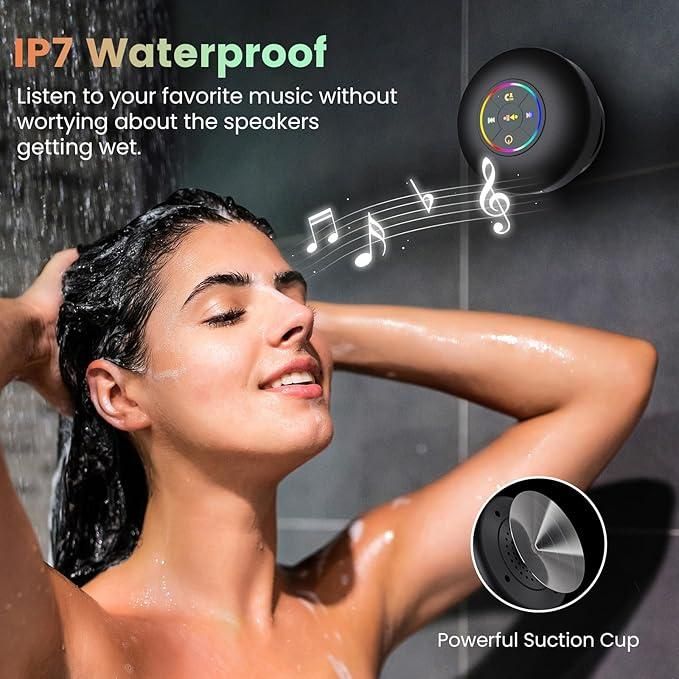 🎶🚿 Mini LED Bluetooth Shower Speaker | Waterproof | Wireless | Suction Cup | Party Lights ✨