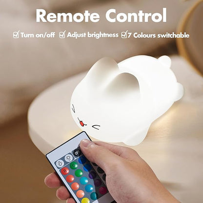 Cute Bunny Silicone Night Light – 16 Colors Rechargeable Nursery Lamp