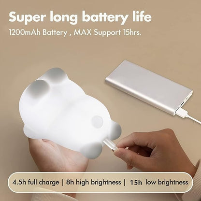 Cute Bunny Silicone Night Light – 16 Colors Rechargeable Nursery Lamp