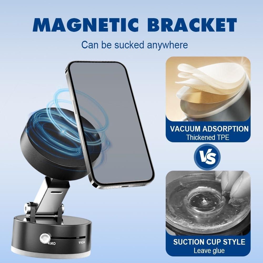 ✨ Vacuum Magnetic Suction Phone Holder | 360° Rotatable Foldable & Retractable Strong Magnetic Mobile Stand ✨