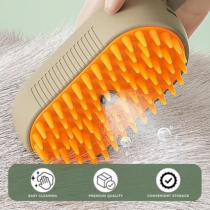 Pet Hair Remover Brush – Foldable Grooming Comb & Self-Cleaning Lint Roller for Dogs, Cats & Puppies | Removes Hair from Sofa, Clothes & Car (Orange)