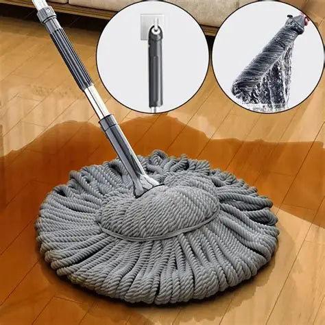 ✨ Self-Twisting Water Rotating Mop | 360° Spin Microfiber Floor Cleaning Mop with Steel Handle ✨